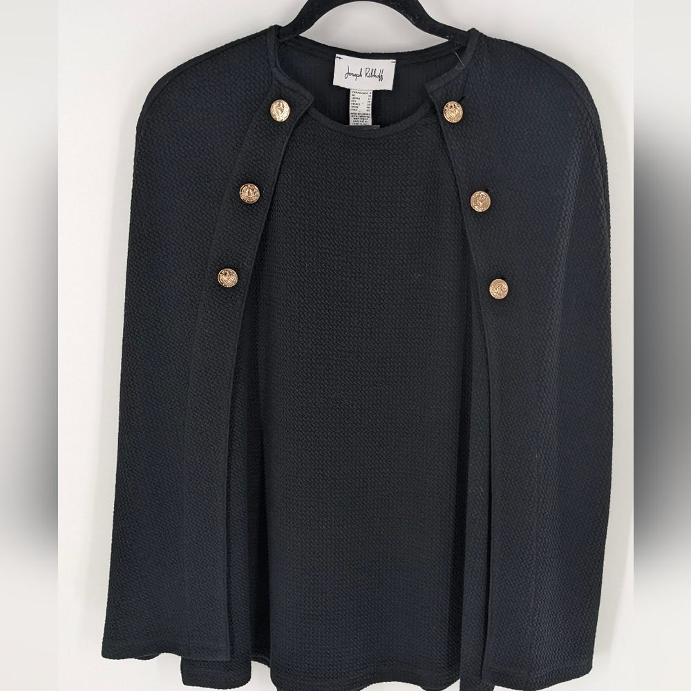 Joseph‎ Ribkoff Black Jacquard Knit Poncho Cover Up Size 8 New Black